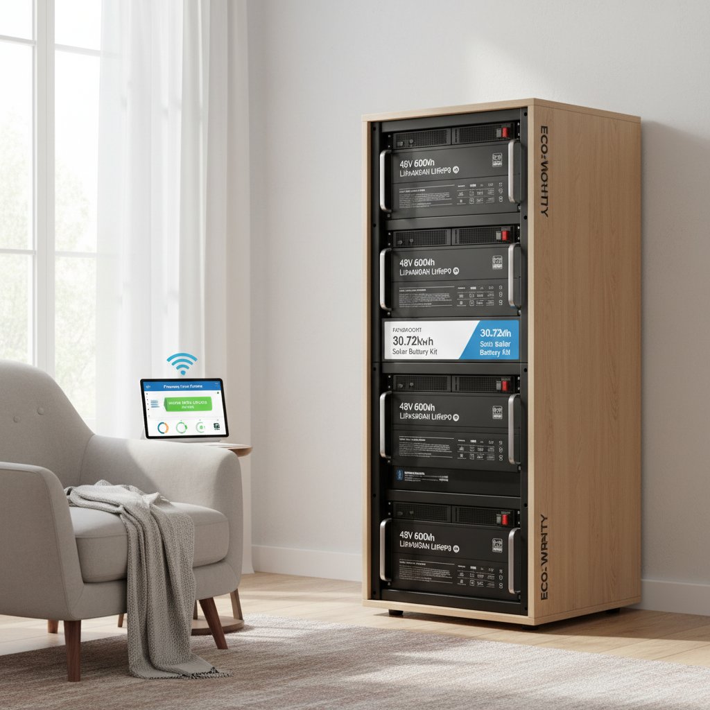 ECO-WORTHY - Powering Your Future: Discover the ECO-WORTHY 48V 600Ah Server Rack Battery LiFePO4 w/Bluetooth | 6 Pack 30.72kWh Solar Battery Kit for Home Backup