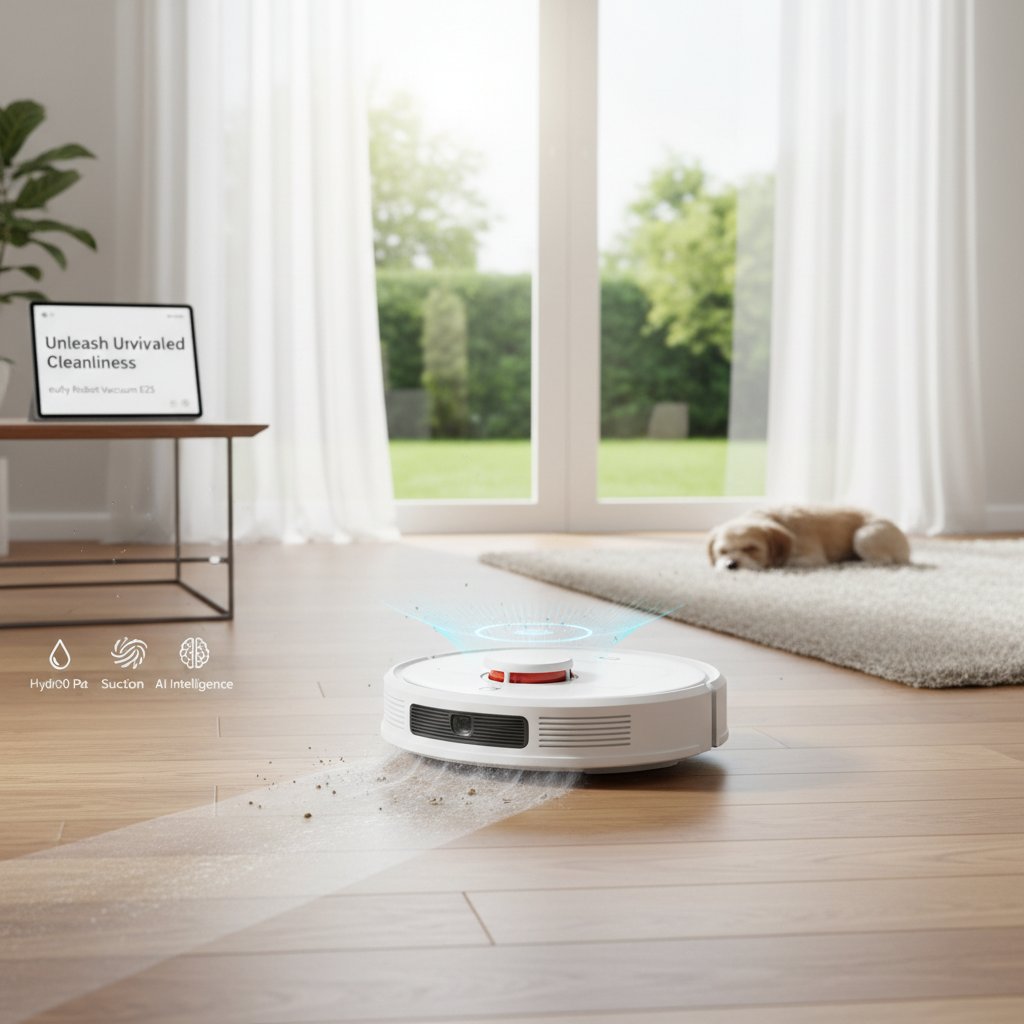 eufy - Unleash Unrivaled Cleanliness with the eufy Robot Vacuum E25: HydroJet Mopping, 20,000 Pa Suction, and AI Intelligence