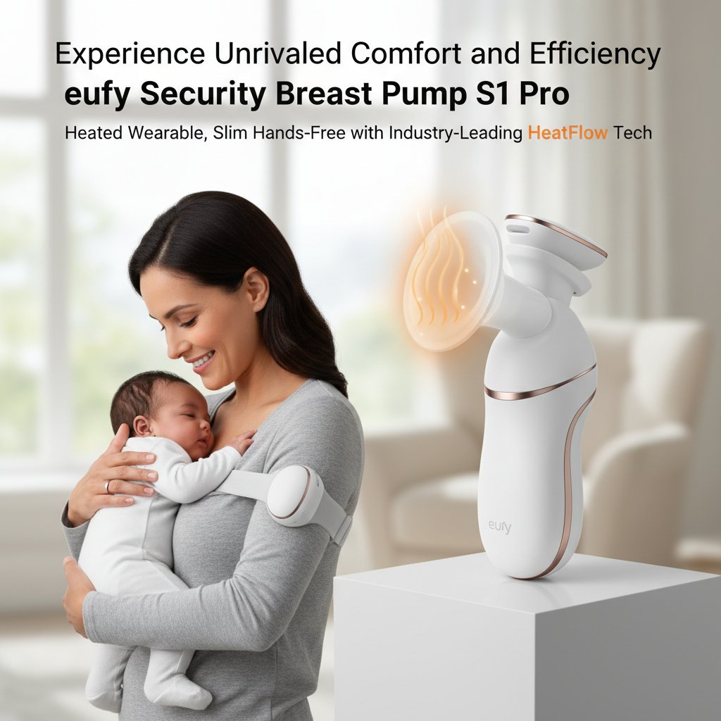 Experience Unrivaled Comfort and Efficiency: Introducing the eufy Security Breast Pump S1 Pro, Heated Wearable, Slim Hands-Free with Industry-Leading HeatFlow Tech