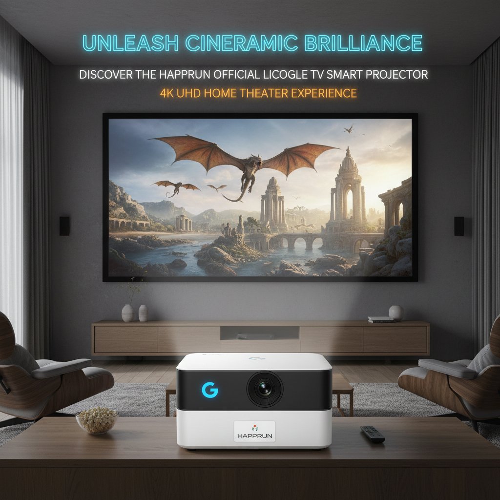 Unleash Cinematic Brilliance: Discover the HAPPRUN Official Licensed Google TV Smart Projector 4K UHD Home Theater Experience