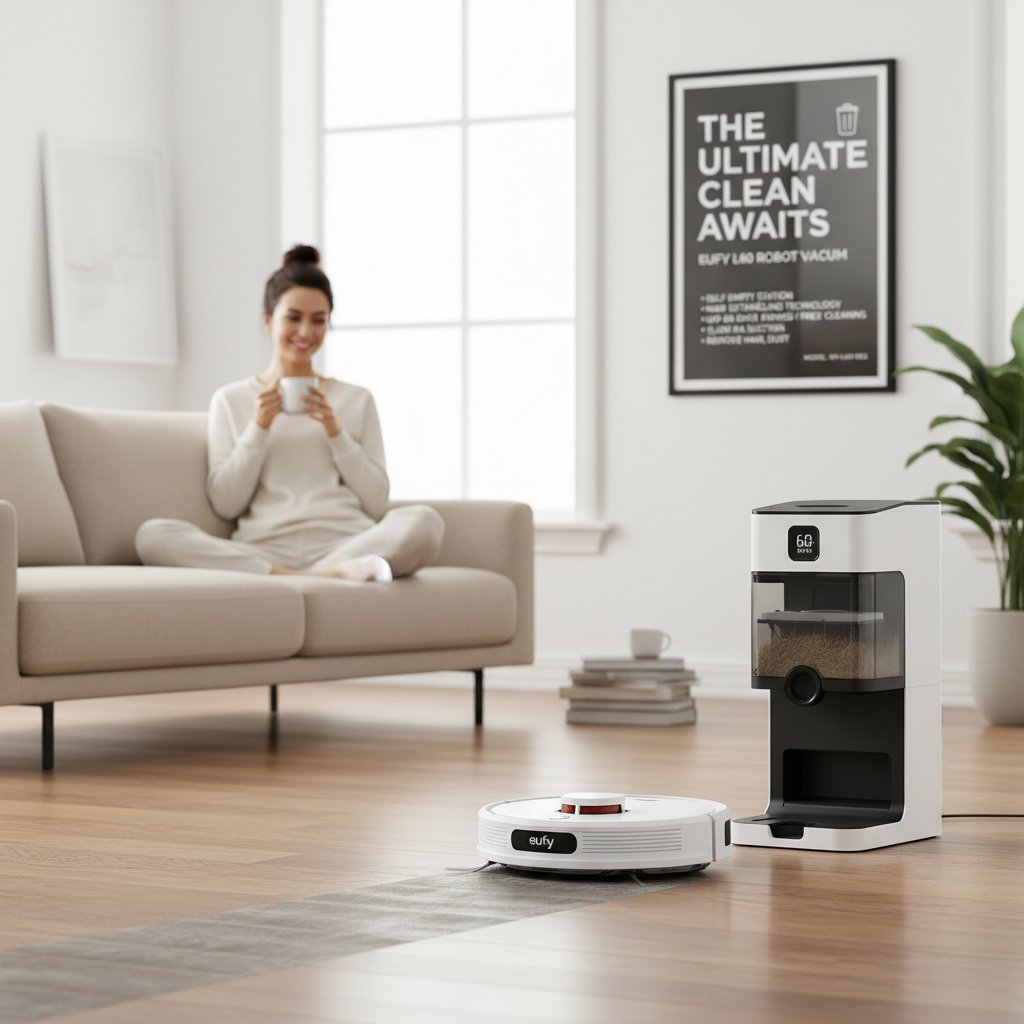 eufy - The Ultimate Clean Awaits: Introducing the eufy L60 Robot Vacuum with Self Empty Station, Hair Detangling Technology, Up to 60 Days Hands Free Cleaning, 5,000 Pa Suction, Remove Hair, Dust 01-L60 SES