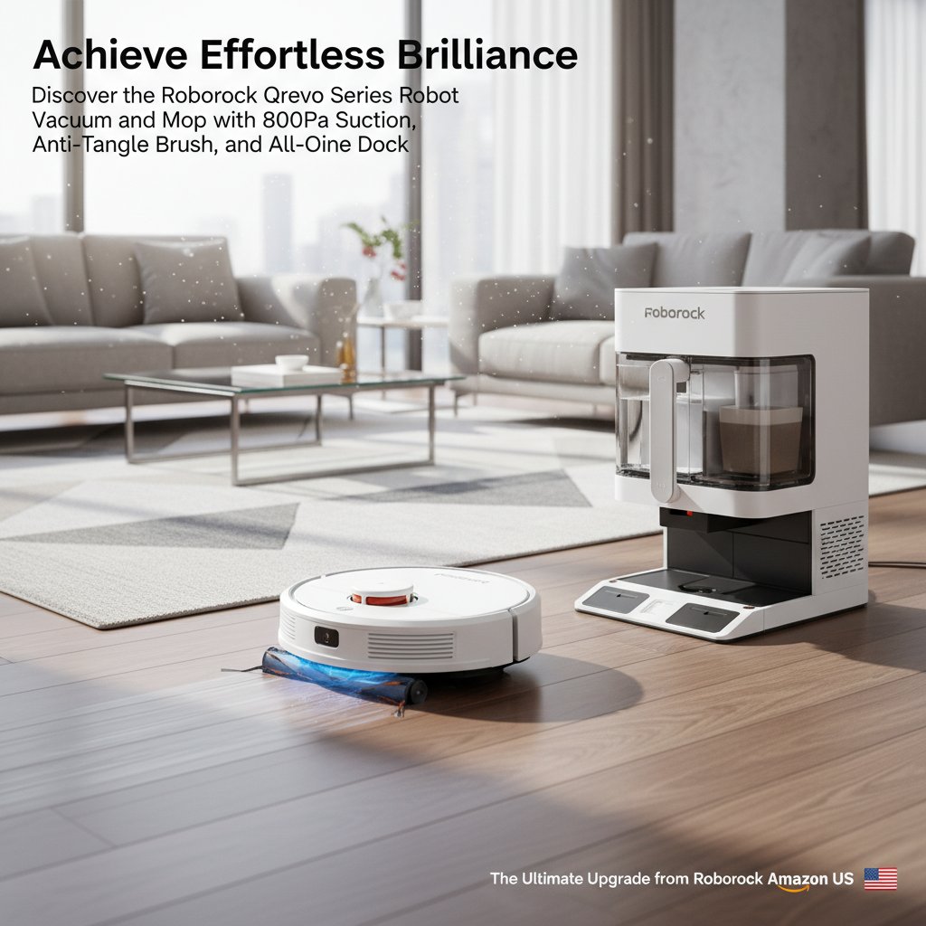 Achieve Effortless Brilliance: Discover the Roborock Qrevo Series Robot Vacuum and Mop with 8000Pa Suction, Anti-Tangle Brush, and All-in-One Dock – The Ultimate Upgrade from Roborock Amazon US