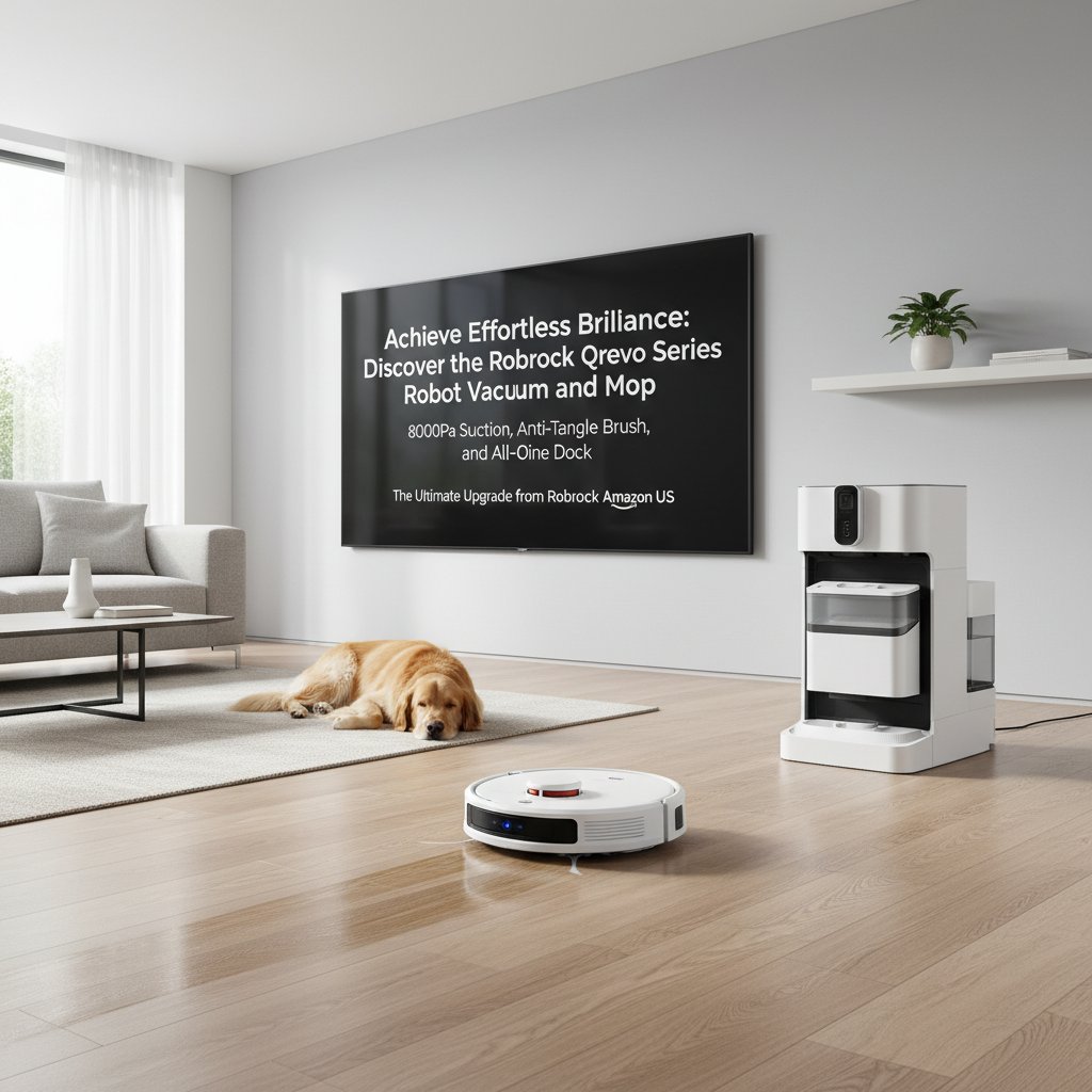 Roborock Amazon US - Achieve Effortless Brilliance: Discover the Roborock Qrevo Series Robot Vacuum and Mop with 8000Pa Suction, Anti-Tangle Brush, and All-in-One Dock – The Ultimate Upgrade from Roborock Amazon US