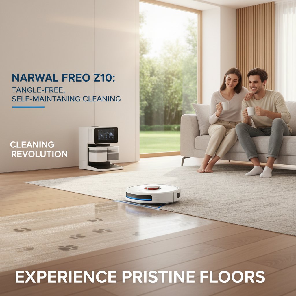 Narwal - Experience Pristine Floors with the Narwal Freo Z10 Robot Vacuum and Mop Combo: The Tangle-Free, Self-Maintaining Cleaning Revolution
