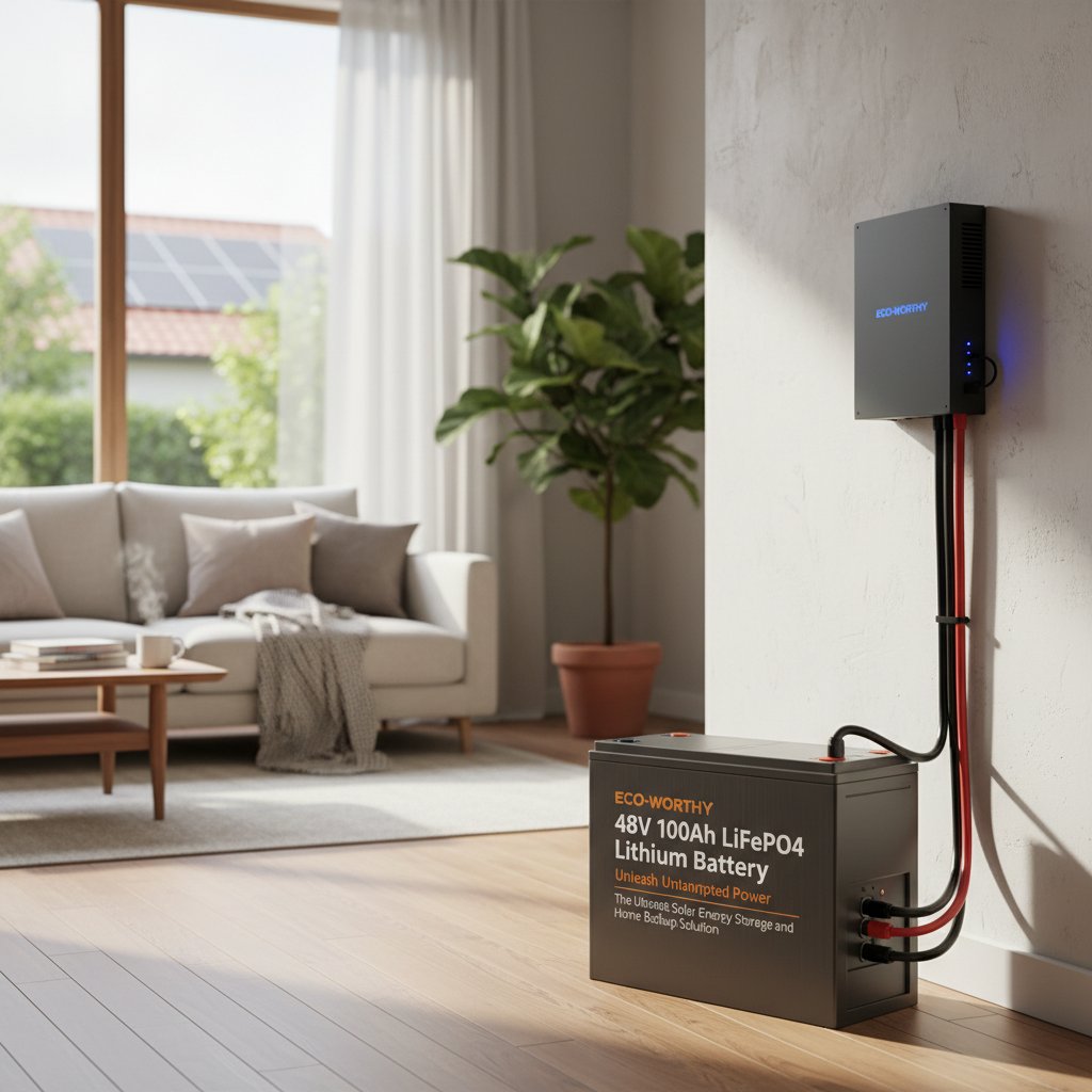 ECO-WORTHY - Unleash Uninterrupted Power with the ECO-WORTHY 48V 100Ah LiFePO4 Lithium Battery: The Ultimate Solar Energy Storage and Home Backup Solution