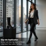 Step into Sophistication: Discover the Quorvash Knee High Boots for Women – Long Elastic Faux Leather Tall Boots