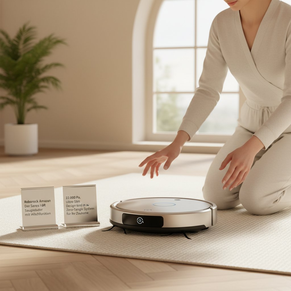 Roborock Amazon DE stellt vor: Der Saros 10R Saugroboter mit Wischfunktion – 22.000 Pa, Ultra-Slim Design und Zero-Tangle System für Ihr Zuhause.