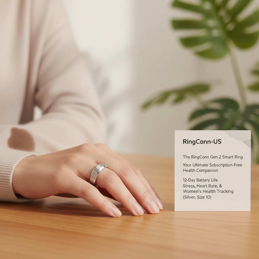 RingConn-US Presents: The RingConn Gen 2 Smart Ring – Your Ultimate Subscription-Free Health Companion with 12-Day Battery Life, Stress, Heart Rate, & Women's Health Tracking (Silver, Size 10)