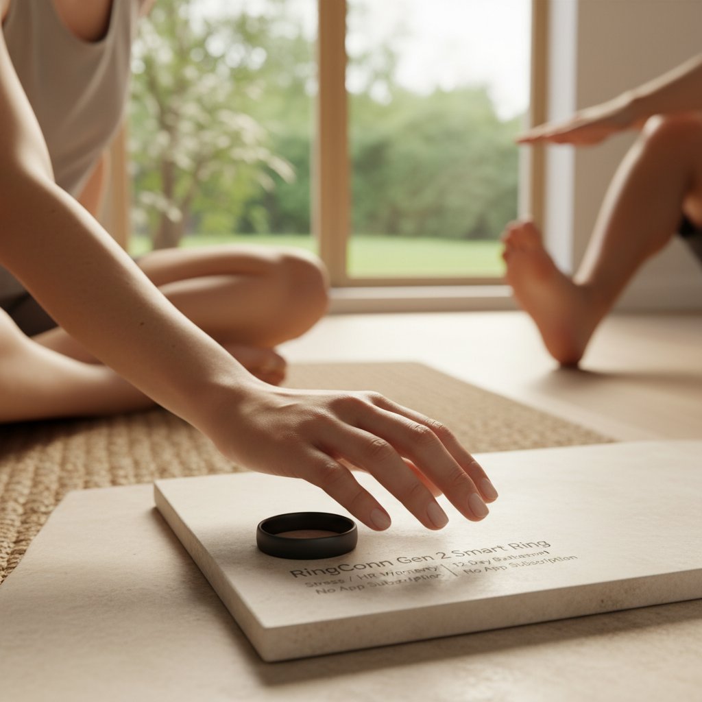 RingConn-US - Experience Uninterrupted Wellness: Introducing the RingConn-US RingConn Gen 2 Smart Ring, No App Subscription, 12-Day Battery Life, Stress/Heart Rate/Women's Health Tracker, Android & iOS Compatible (Black, Size 9) Matte Black 9