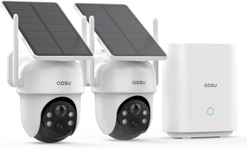 AOSU Solar Security Cameras: No Subscription, 360° Coverage
