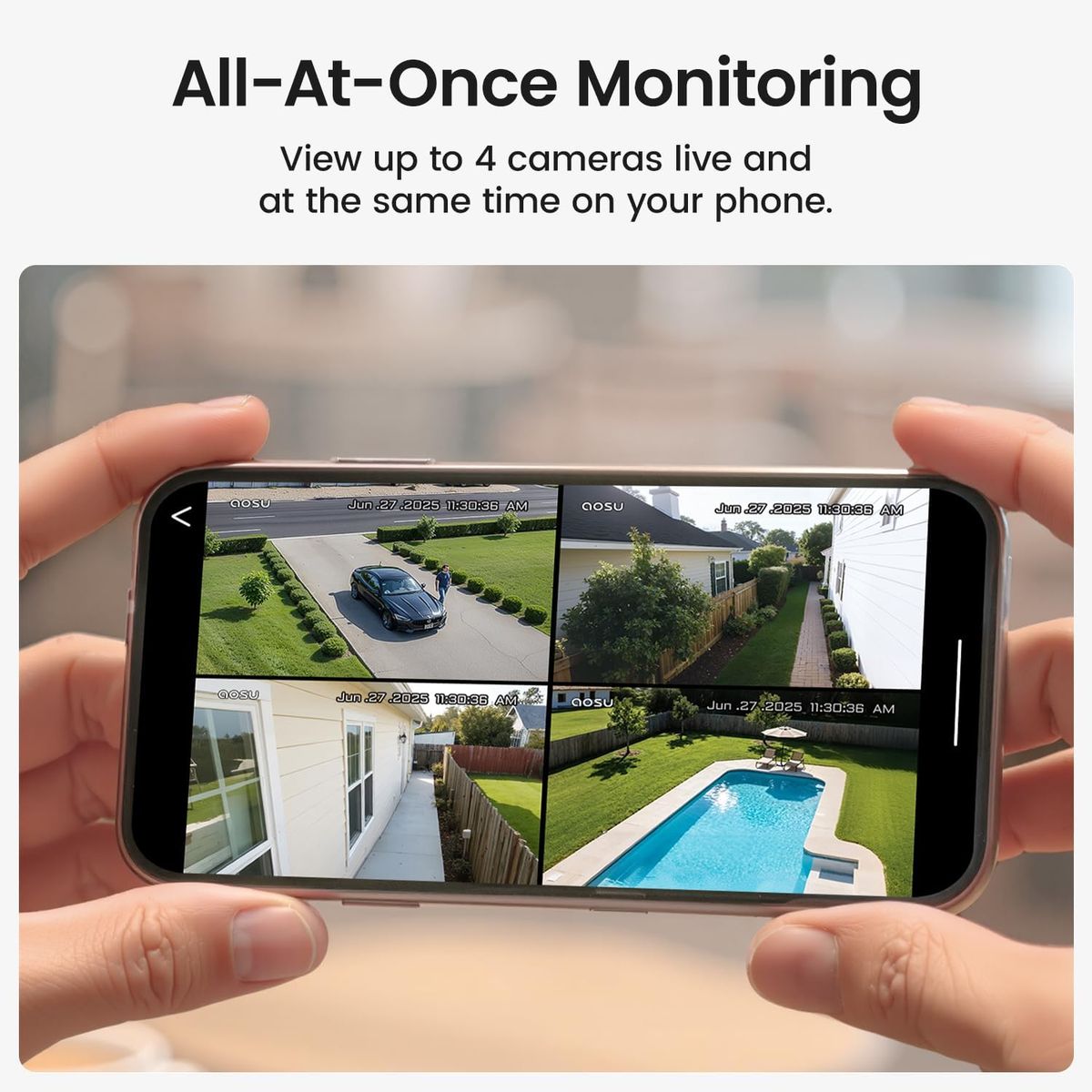 AOSU Solar Security Cameras: No Subscription, 360° Coverage