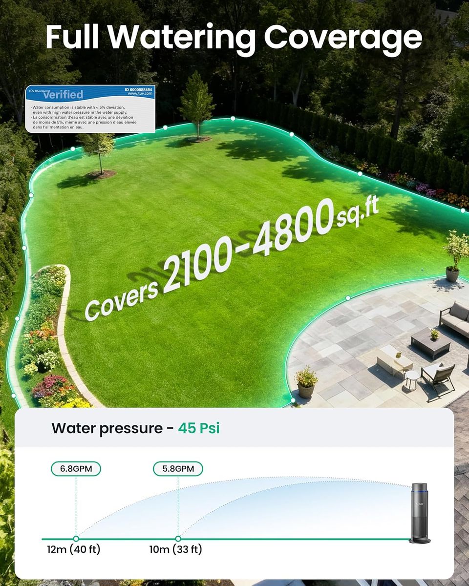 Aiper IrriSense 2: Smart 4-in-1 Watering for Lawns up to 4,800 sq.ft.