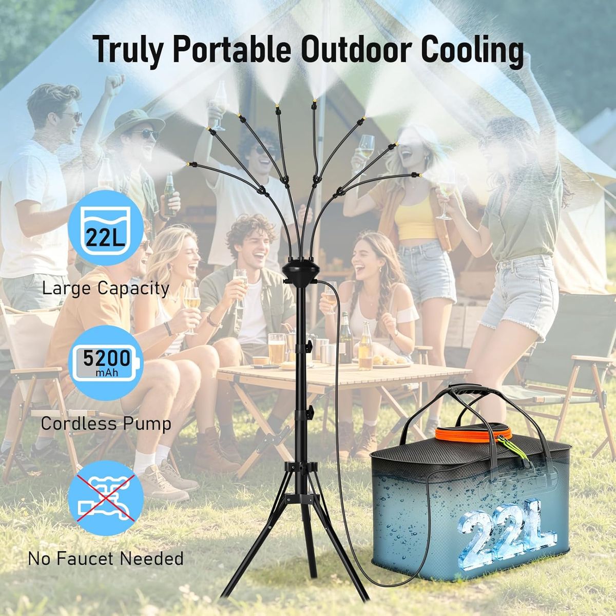 Bonviee 5.3FT Standing Mister: Cool Your Patio Instantly