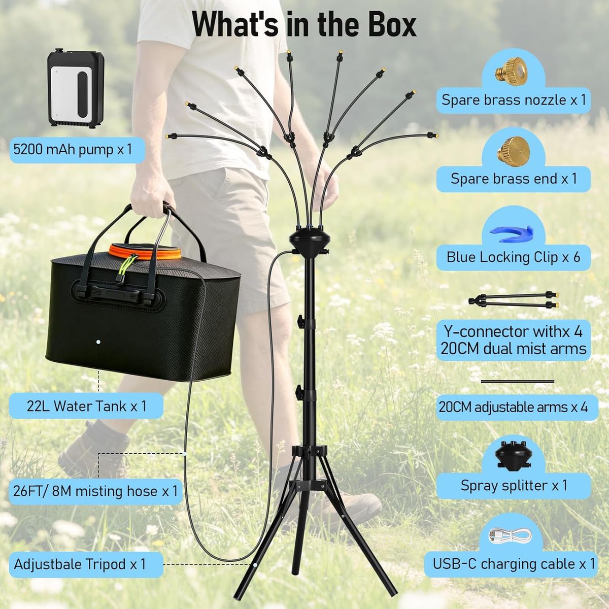 Bonviee 5.3FT Standing Mister: Cool Your Patio Instantly