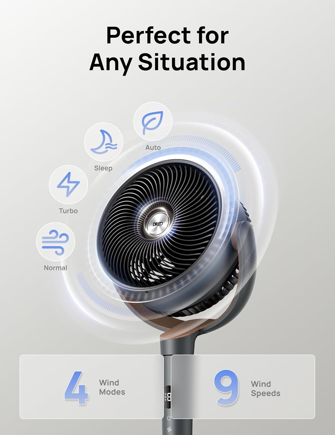 DREO Pedestal Fan – Quiet, Powerful, and Smart for Your Bedroom