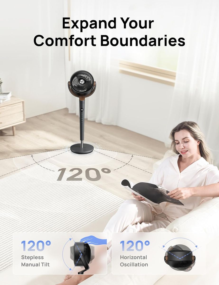 DREO Pedestal Fan – Quiet, Powerful, and Smart for Your Bedroom