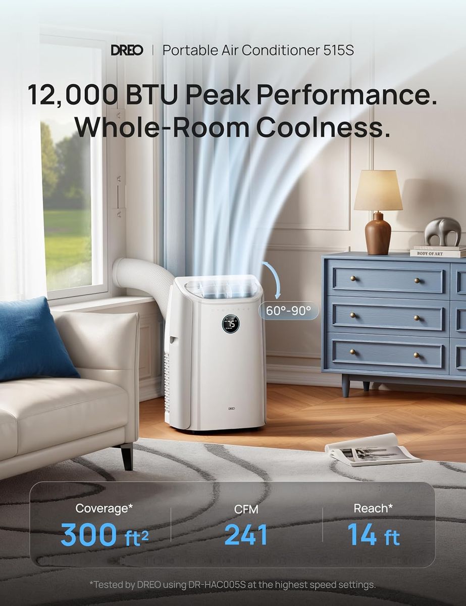 DREO Portable Air Conditioner 515S: Quiet, Smart, Drainage-Free Comfort