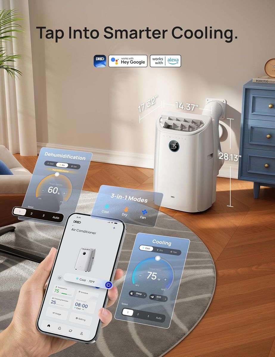 DREO Portable Air Conditioner 515S: Quiet, Smart, Drainage-Free Comfort