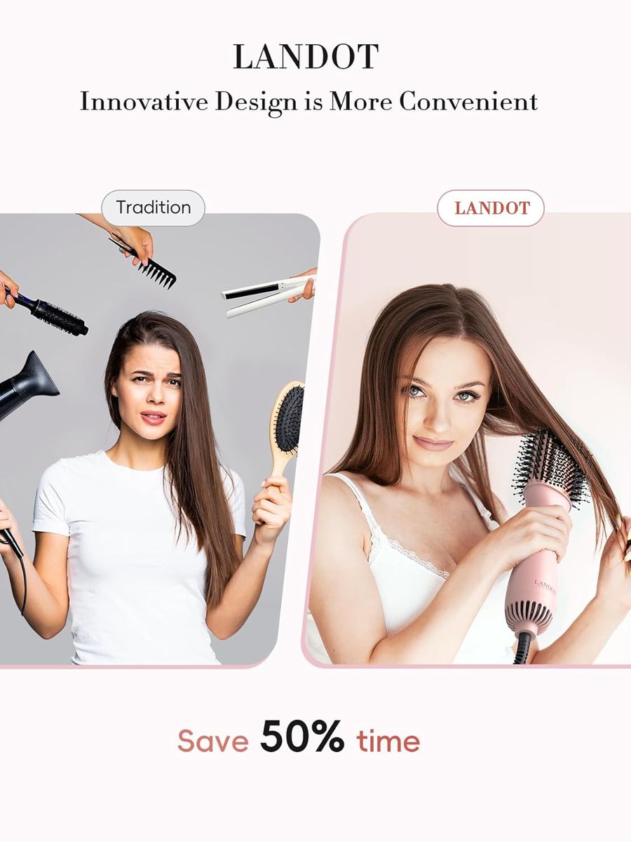LANDOT Hair Blow Dryer Brush: One-Step Volumizer & Styler