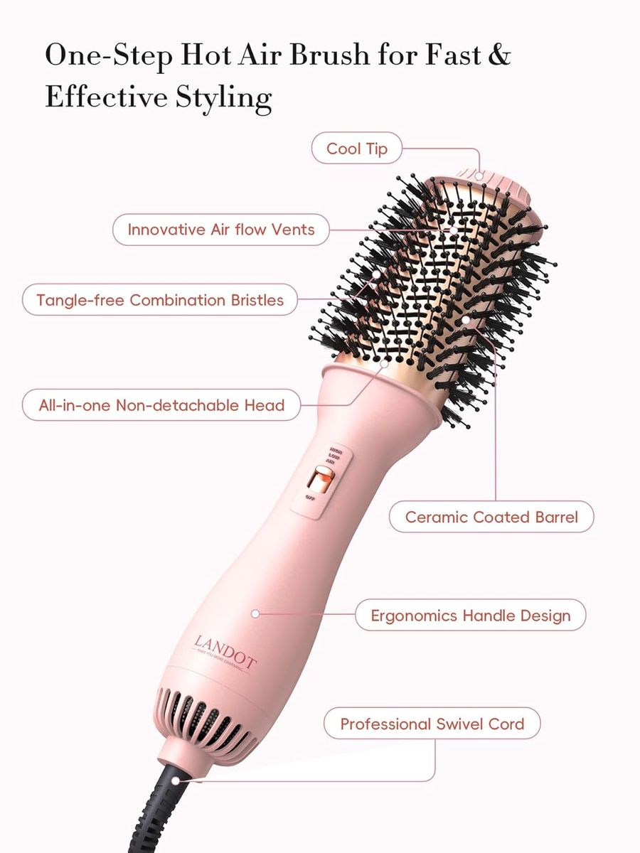 LANDOT Hair Blow Dryer Brush: One-Step Volumizer & Styler