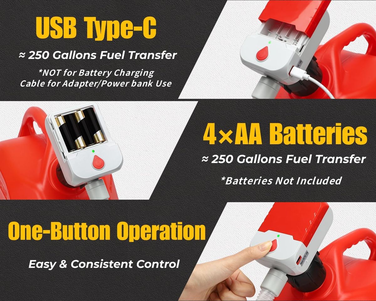 MISFANS Auto-Stop Fuel Transfer Pump – Cordless, 3.8 GPM