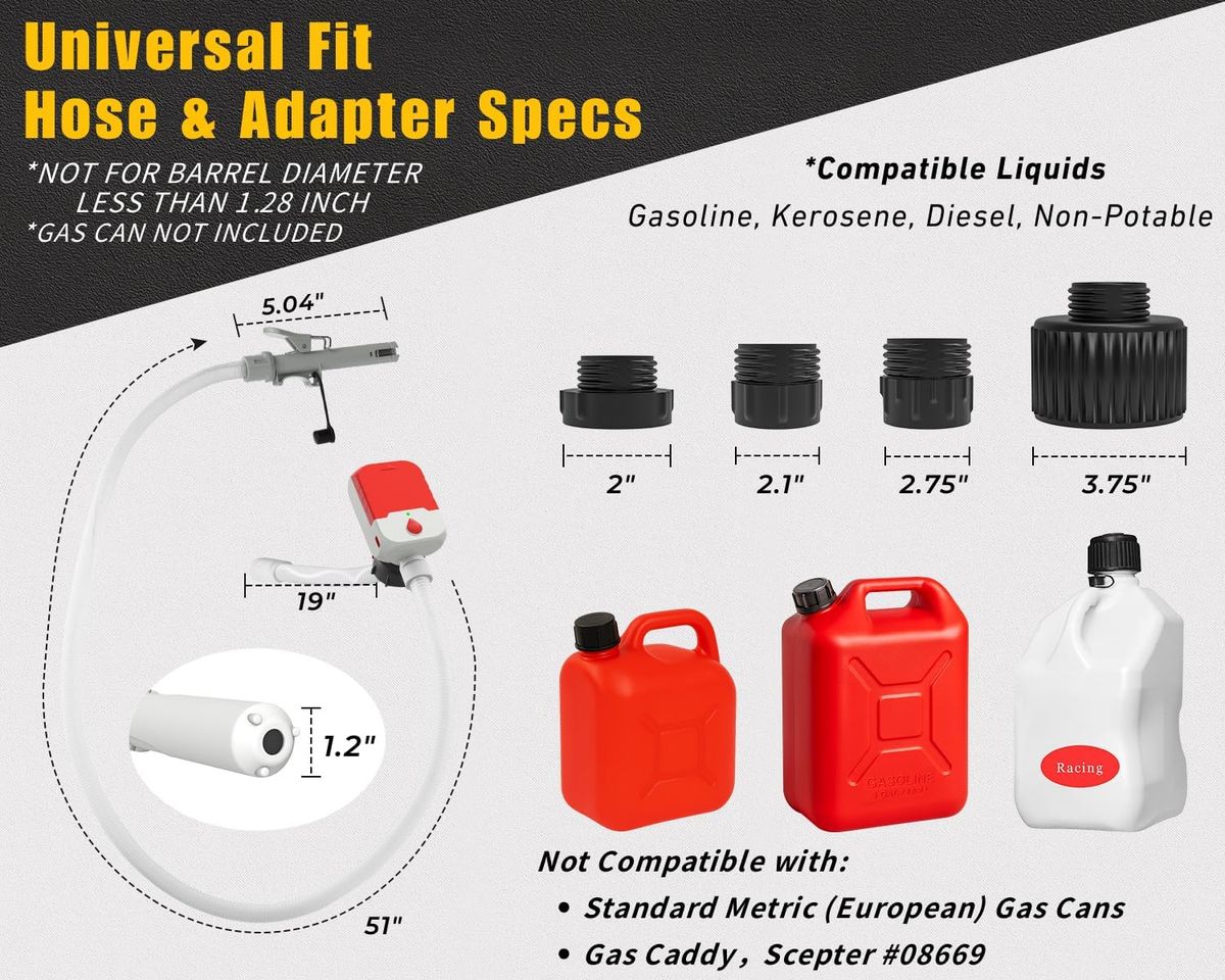 MISFANS Auto-Stop Fuel Transfer Pump – Cordless, 3.8 GPM