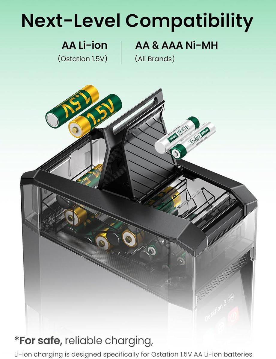 OSTATION Ostation 2 Pro: Smart AA/AAA Battery Charger Hub