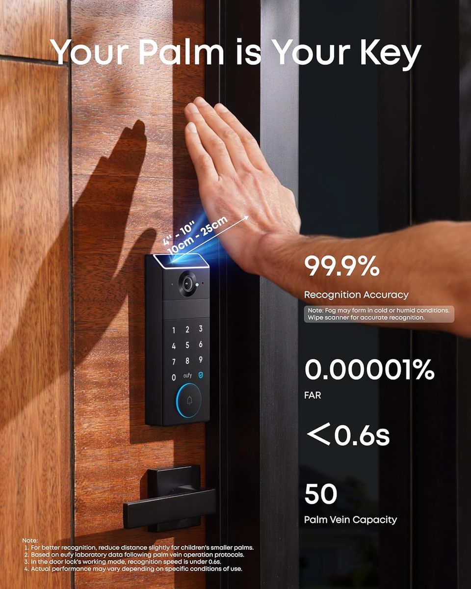 eufy Security FamiLock S3 Max: Palm Vein Smart Lock & 2K HDR Doorbell.