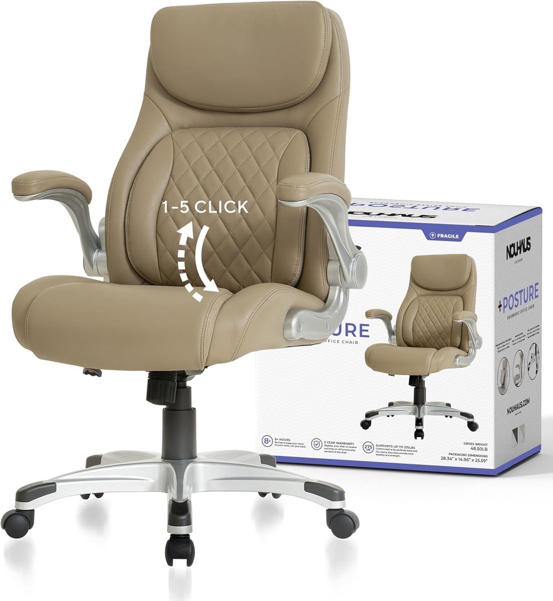 Nouhaus +Posture Ergonomic PU Leather Chair with Click5