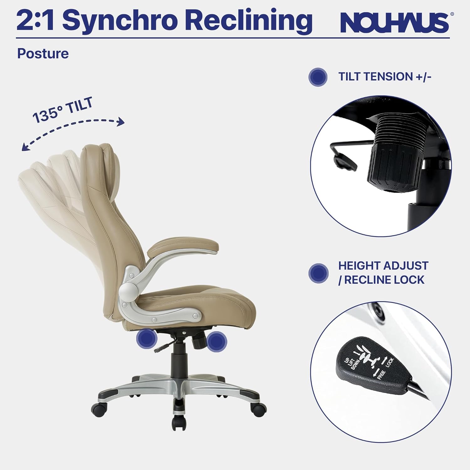 Nouhaus +Posture Ergonomic PU Leather Chair with Click5