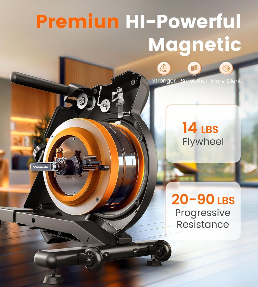 YOSUDA Magnetic Rower: Smooth, Quiet Home Workouts