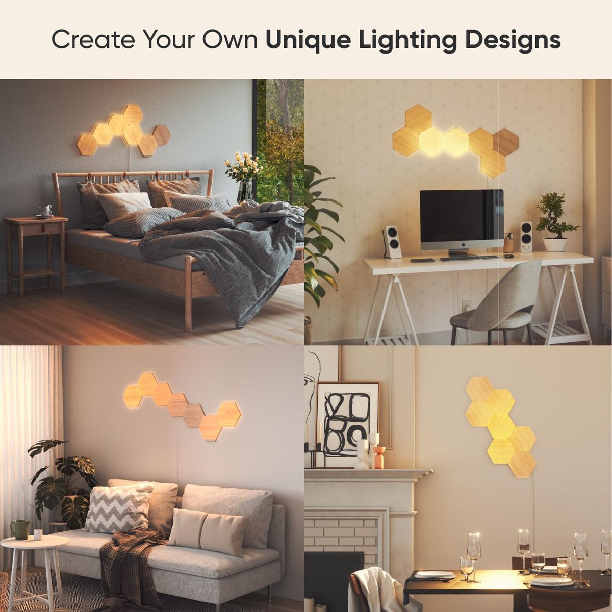 Nanoleaf Elements SMK 7PK – Natural Wood Smart Lighting