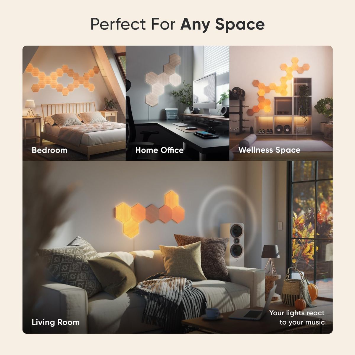 Nanoleaf Elements SMK 7PK – Natural Wood Smart Lighting