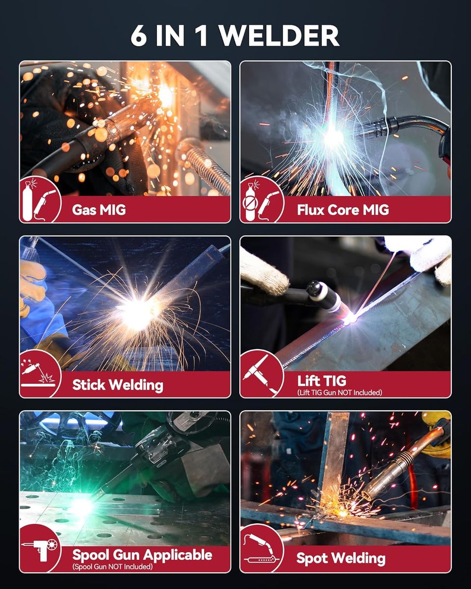 ARCCAPTAIN 200Amp 6-in-1 MIG Welder for Aluminum
