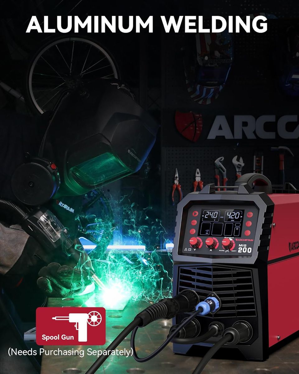 ARCCAPTAIN 200Amp 6-in-1 MIG Welder for Aluminum