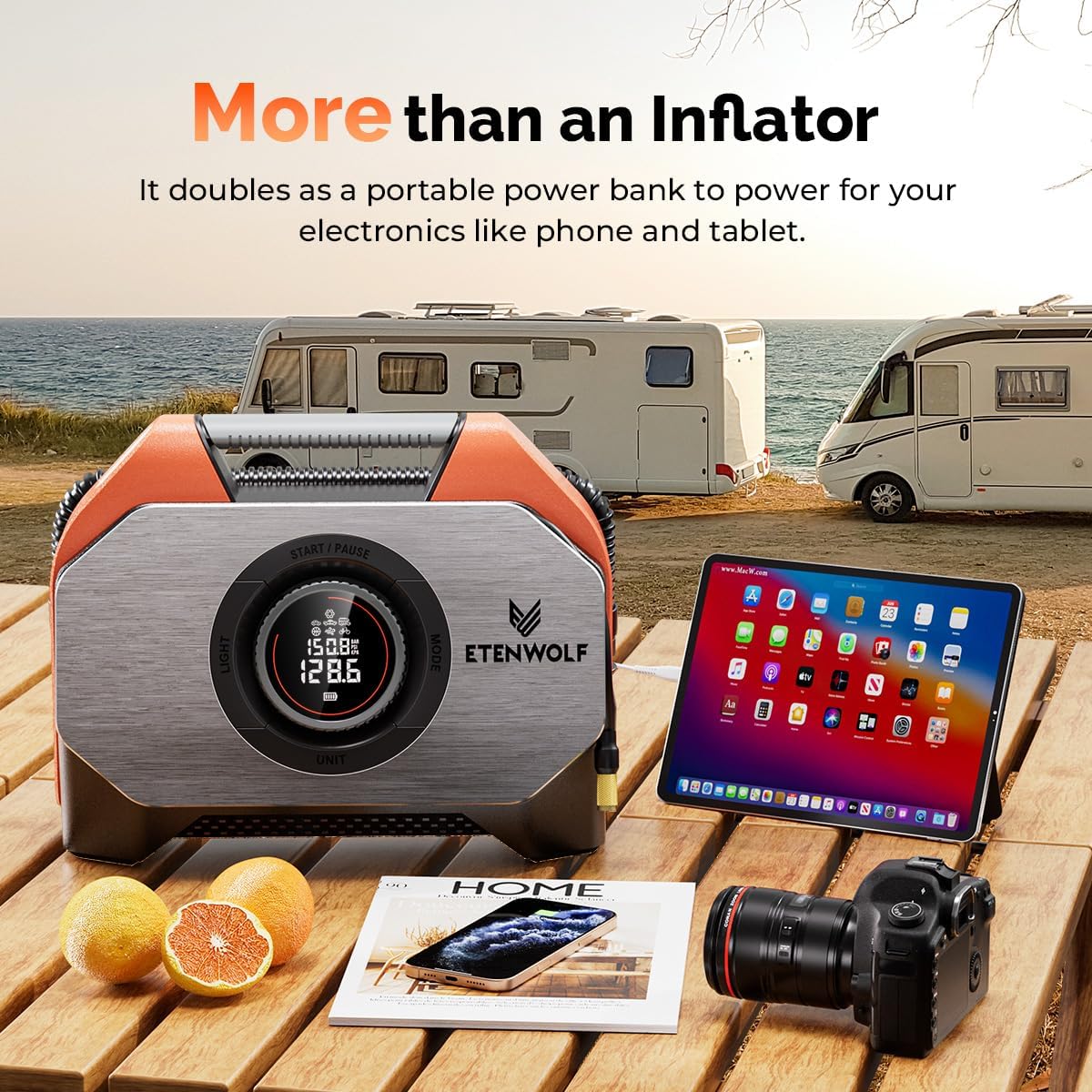 ETENWOLF VORTEX S6 Tire Inflator: Precision and Power