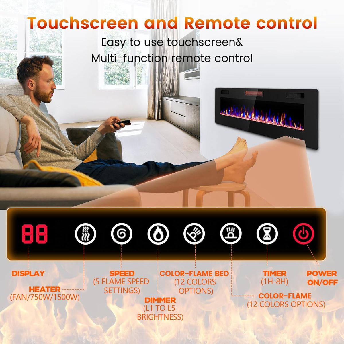 Electactic 60-Inch Electric Fireplace: Warmth & Elegance