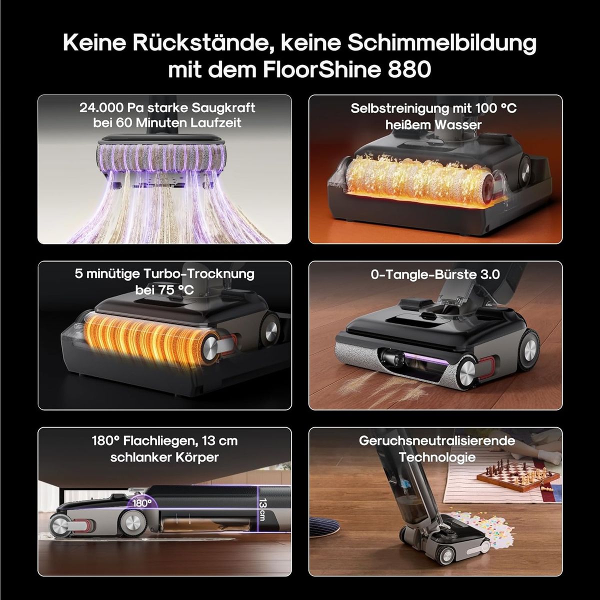 Eureka FloorShine 880 – 24 kPa Kabelloser Nass-Trockensauger mit Wischfunktion