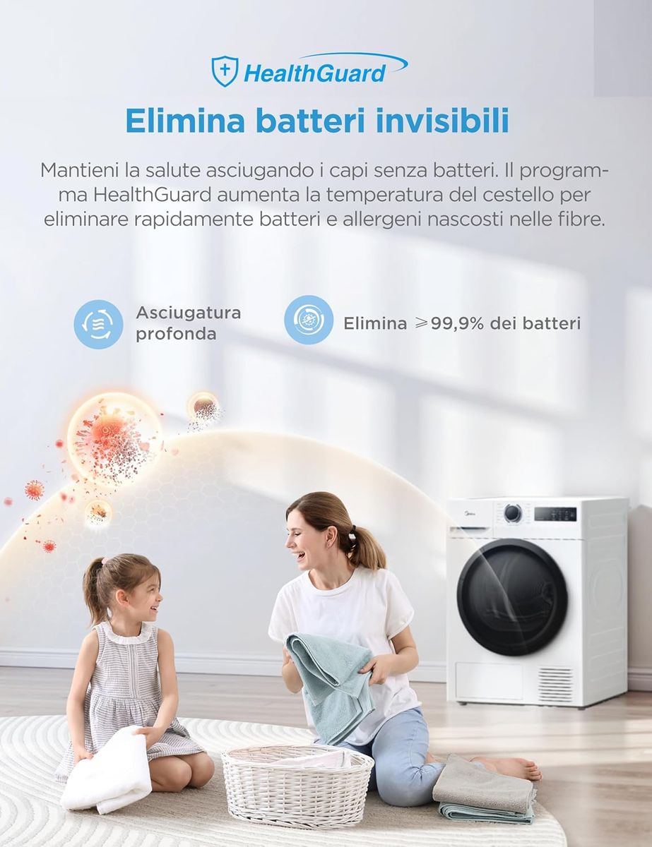 Midea Asciugatrice 8kg: Pompa di Calore e Classe A++