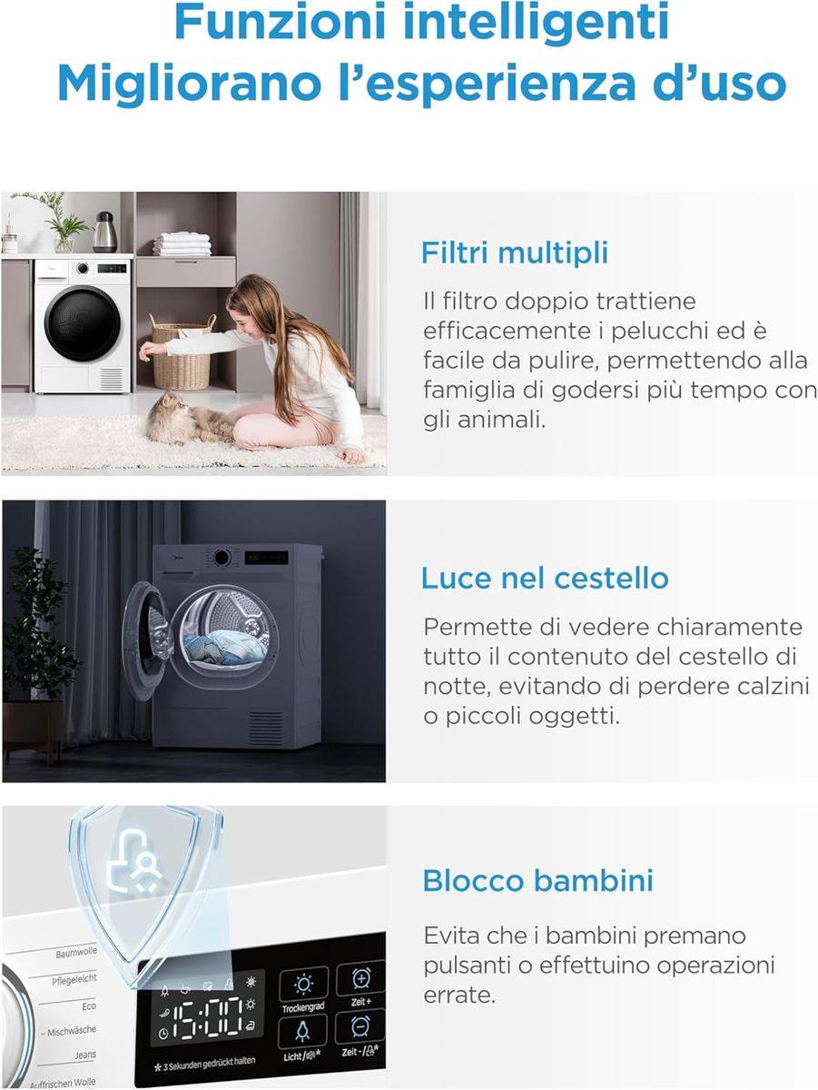 Midea Asciugatrice 8kg: Pompa di Calore e Classe A++