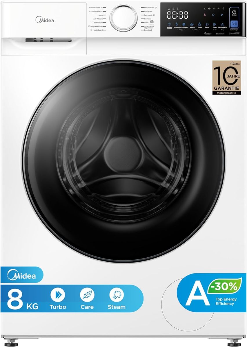 Midea V5 Series Waschmaschine – 8 kg, Steam Wash & App
