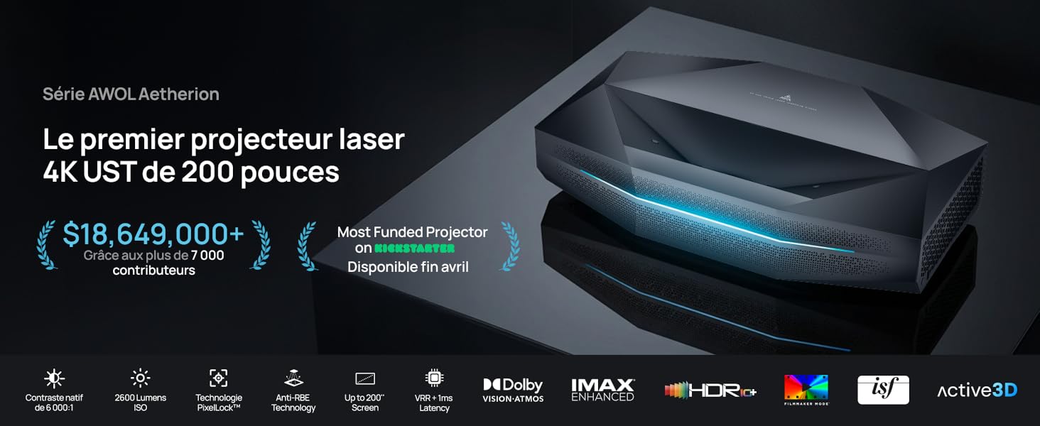 AWOL VISION Aetherion Pro : Révolution Laser 4K Ultra Courte Focale