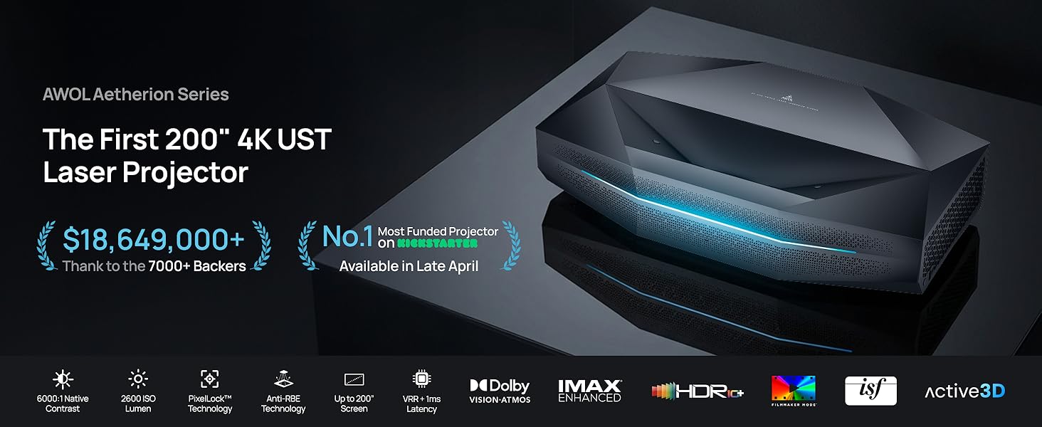 AWOL VISION Aetherion Pro + 100" Matte White: Cinema at Home