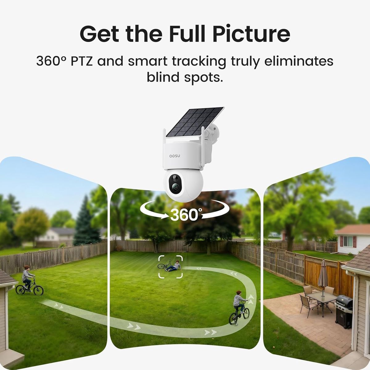 AOSU SolarCam D1 Max 4-Cam Kit: 4K Solar Security, No Fees