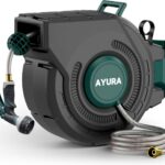 AYURA 100ft Retractable Garden Hose Reel: Heavy Duty & Auto Rewind