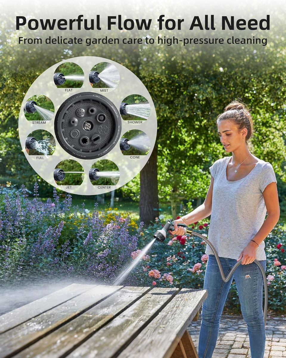 AYURA 100ft Retractable Garden Hose Reel: Heavy Duty & Auto Rewind