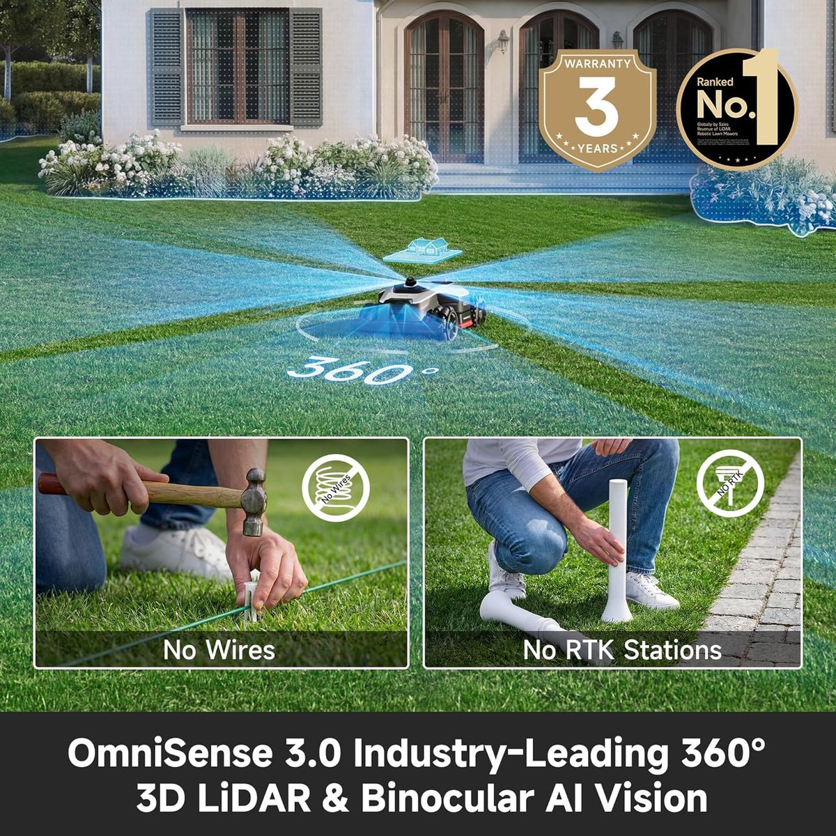 Dreame A3 AWD 1000 – Wire-Free All-Terrain Robot Mower