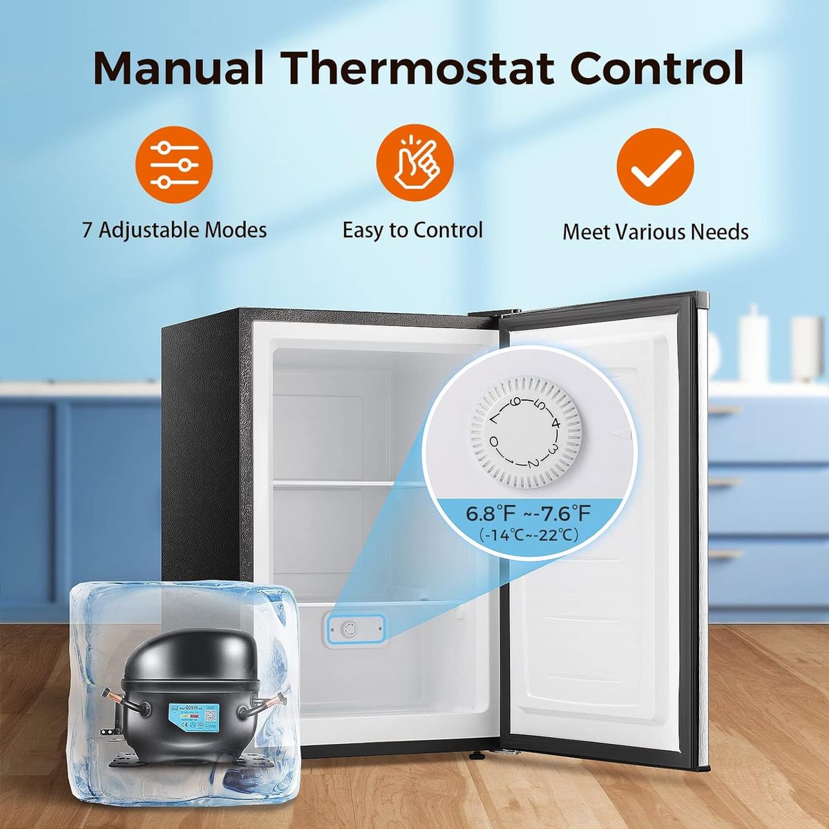LHRIVER Kismile 3.0 Cu.ft Freezer: Compact & Reliable