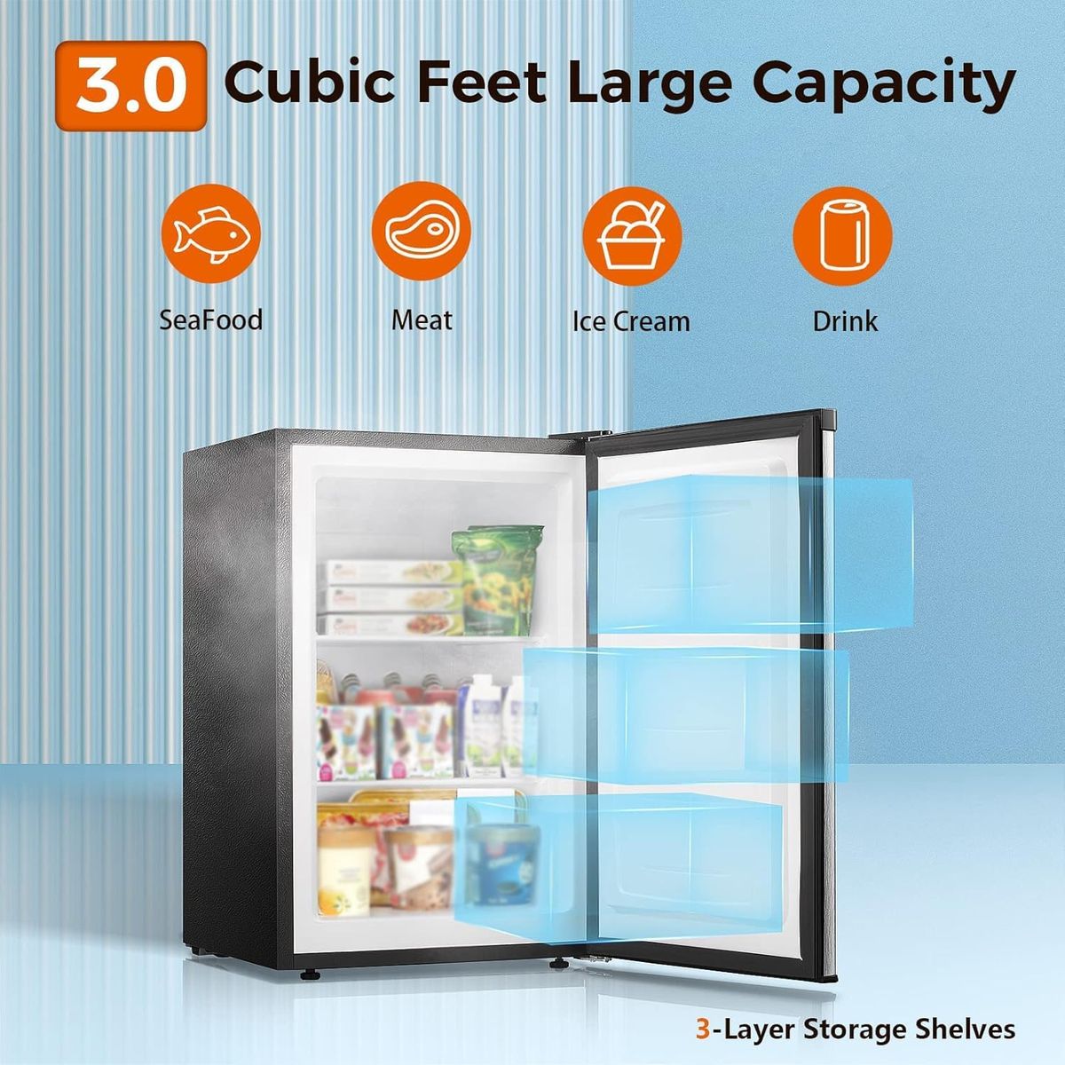 LHRIVER Kismile 3.0 Cu.ft Freezer: Compact & Reliable