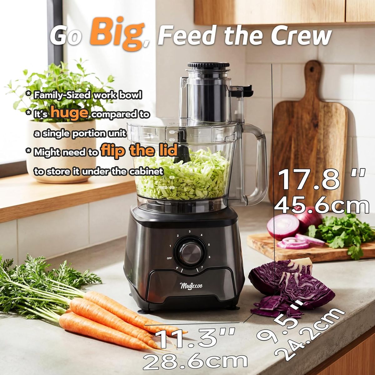 Magiccos 14-Cup Food Processor: Slice, Shred & Chop with Ease